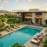 Birla Estates Boisar Luxury Plots Clubhouse With Swimming Pool Lounge Seating And Leisure Amenities