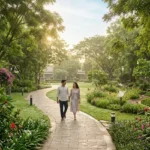 Birla Estates Boisar Luxury Plots Tree Lined Walkway With Garden Pathways And Peaceful Green Environment