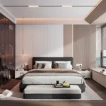 Birla Taranya Airoli Thane Belapur Road 3 BHK Bedroom With Upholstered Bed Full Height Wardrobe