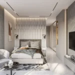 Crest Golfshire Chembur Colony Chembur 3 BHK Bedroom With Upholstered Bed Accent Wall And Soft Ambient Lighting