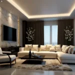 Crystal Antras Manpada Thane West 4 BHK Spacious Living Area With TV Wall