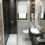 Esquina Link Road Lokhandwala Andheri West 3 BHK Compact Bathroom With Glass Shower Modern Fixtures And Storage Space