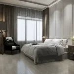 Esquina Link Road Lokhandwala Andheri West 3 BHK Elegant Bedroom With Soft Curtains Wooden Flooring And Modern Lighting