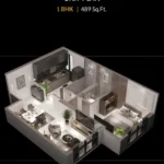 Esto Arkis Versova 1 BHK Unit Plan 489 Sq Ft Layout