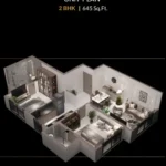 Esto Arkis Versova 2 BHK Unit Plan 645 Sq Ft Layout