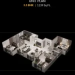 Esto Arkis Versova 3.5 BHK Unit Plan 1139 Sq Ft Layout