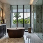 Good Earth Villas Igatpuri Nashik 3 BHK Bathroom Interior With Bathtub Glass Shower Marble Flooring And Modern Fittings