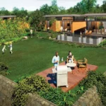 Alt: Good Earth Villas Igatpuri Nashik Community Open Lawn Green Space With Outdoor Seating Villa Surroundings And Family Lifestyle Area