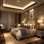 Icons 71 Union Park 3 BHK Bedroom With Wooden Flooring Accent Panels And Warm Ambient Lighting