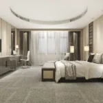 Icons 71 Union Park 3 BHK Bedroom With Wide Layout Study Desk Soft Carpet And Full Length Curtains