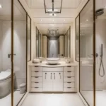 Icons 71 Union Park 4 BHK Bathroom Featuring Dual Sink Vanity Glass Shower Enclosure And Symmetrical Design