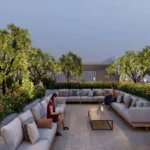 Icons 71 Union Park Rooftop Seating Area With Landscaped Planters Open Sky View And Social Gathering Space