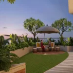 Icons 71 Union Park Terrace Garden With Outdoor Seating Green Lawn And Evening Ambience