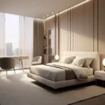 Kalpataru Primera Kolshet Road Thane 3 BHK Spacious Bedroom Interior With Study Corner Elegant Bed