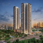 Kalpataru Vienta Kandivali East residential towers with modern high rise architecture landscaped surroundings and city skyline view