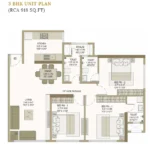 Lakhani Empire Dynasty Panch Pakhadi Thane 3 BHK Detailed Floor Plan