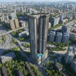 Promesa Fremont Lalbaug Parel Tower Elevation Surrounded By City Skyline Roads And Urban Connectivity