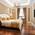 Raunak Centrum Sion 3 BHK Master Bedroom With Wooden Flooring Elegant Chandelier And Large Window