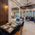 Rishabh Villa Waksai Lonavala 6 BHK Dining Living Area With Open Layout Spacious Seating Modern Furniture Elegant Interiors And Premium Lighting