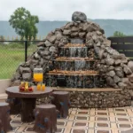 Rishabh Villa Waksai Lonavala 6 BHK Outdoor Water Feature With Rock Fountain Seating Area Garden Surroundings Natural Stone Design And Relaxing Ambience