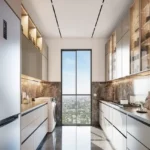 Romell Ariana IC Colony Borivali West 2 BHK Contemporary Modular Kitchen With Sleek Cabinets And Window View