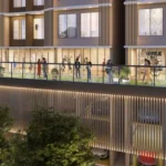 Romell Ariana IC Colony Borivali West Podium Level Walkway With Lifestyle Amenities And Glass Railing
