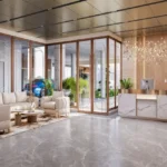 Romell Espalier Navpada Vile Parle East Grand Lobby Interior With Reception And Premium Seating