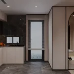 Roswalt Zyon Oshiwara Andheri West 4 BHK Kitchen Interior With Modular Layout Marble Flooring Storage Cabinets
