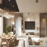 Roswalt Zyon Oshiwara Andheri West 4 BHK Living Dining Area With Luxury Seating Modern Lighting