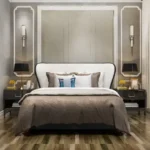 Runwal One Ghodbunder Road Thane West 3 BHK Bedroom With Panel Design Wooden Flooring And Symmetrical Decor