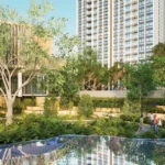 Runwal One Ghodbunder Road Thane West Garden Area With Water Feature Walking Path And Lush Greenery