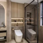 Sugee Krishna Kunj Shivaji Park Dadar 3 BHK Bathroom Interior With Walk-In Shower Modern Tiles