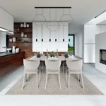 The Chapter Vaijali Alibaug 3 BHK Open Kitchen With Dining Table Pendant Lighting And Built In Cabinets