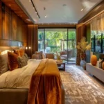 The Chapter Vaijali Alibaug 3 BHK Bedroom With Wall Mounted TV Unit Accent Lighting And Plush Bedding