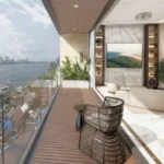 The Manor Babulnath Dadi Seth Lane Malabar Hill 4 BHK Balcony With Wooden Deck Seating Glass Railing And Panoramic Sea View