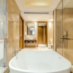 The Manor Babulnath Dadi Seth Lane Malabar Hill 4 BHK Bathroom Interior With Bathtub Glass Shower Enclosure Vanity Area