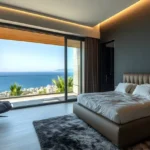 The Manor Babulnath Dadi Seth Lane Malabar Hill 4 BHK Bedroom Interior With Minimal Design Upholstered Bed Large Windows And Sea View