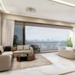 The Manor Babulnath Dadi Seth Lane Malabar Hill 4 BHK Living Room With Spacious Sofa Seating Large Balcony View And City Skyline