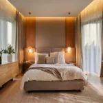 Viyaara Altiora Shivaji Park Dadar 2 BHK Bedroom Featuring Warm Lighting Upholstered Bed