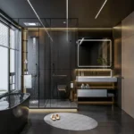 Yogi Sea Union Park Pali Hill Khar West 3 BHK Glass Enclosed Shower Freestanding Bathtub Bathroom