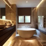 Yogi Sea Union Park Pali Hill Khar West 3 BHK Marble Vanity Freestanding Tub Bathroom