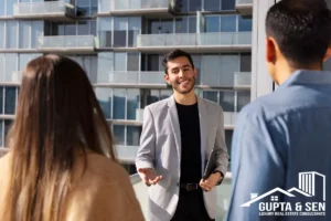 Real Estate Agent Negotiating with Clients