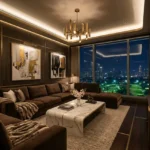 25 Downtown Mahalaxmi 4 BHK Private Family Lounge With Dark Wooden Interiors