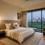3 BHK Akasa Shivaji Park Dadar Master Bedroom With Large Skyline View Windows