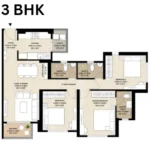 3 BHK Mahindra Rainforest LBS Road Kanjur Compact Apartment Floor Plan