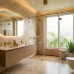 3 BHK Mahindra Rainforest LBS Road Kanjur spacious bathroom with floating vanity and walk in shower enclosure