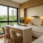3 BHK Mahindra Rainforest LBS Road Kanjur modular kitchen with breakfast island