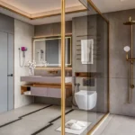 3 BHK Vrindavan Malad West Premium Bathroom Interior With Glass Shower Enclosure