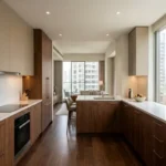 4 BHK Lodha World Crest Lower Parel Cabinet White Counter Bar Stool Open Cityview Kitchen