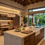 6 BHK Villa KMD Hills Awas Alibaug Open Plan Designer Kitchen With Tropical Courtyard View